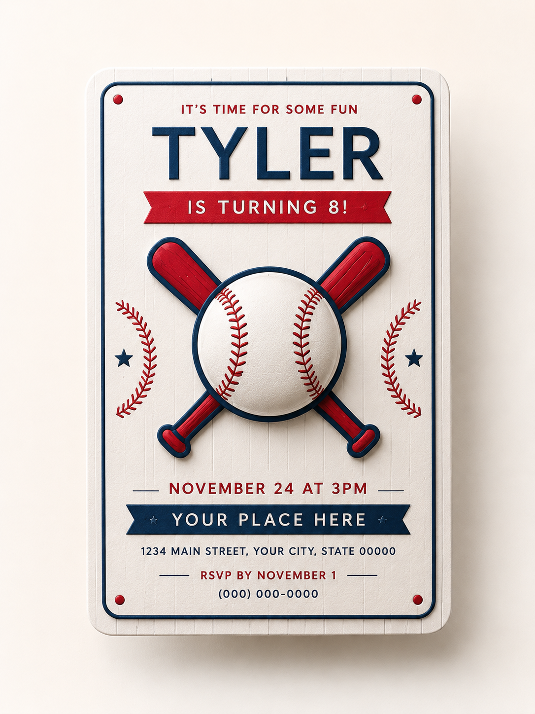 Baseball birthday invitation card